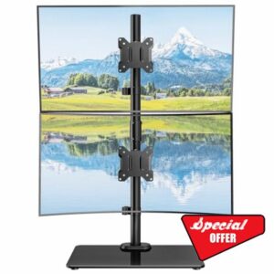 monTEK Vertical Dual Monitor Stand with Sleek Glass Base for 17-32 inch Screens