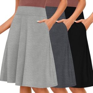 Riyiper 3 Pack Women's Midi Knee Length Skirts