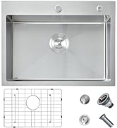 HOTIS Gold Farmhouse Sink, 30 Inch Gold Kitchen Sink, Flat Apron-Front Undermount Drop In Farm Si...