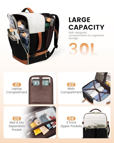 30L Water Resistant Personal Item Daypack Large Weekender Bag fit 15.6 inch Laptop with 3 Cubes