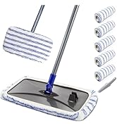MASTERTOP Microfiber Dust Mops,Double-Sided Flat Mop for Hardwood Floors with 4 Reusable Mop Pads...