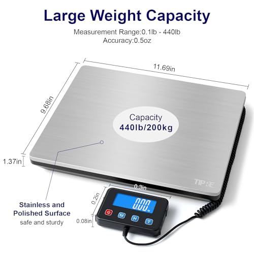 Heavy Duty Digital Postal Scale with LCD Display 0.35 oz High Precision Express Scale with Type-C Charging & Batteries Smart Hold/Tare for Small Business Home