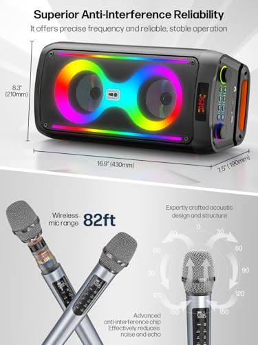 Portable Outdoor Speaker with 2 Wireless Microphones