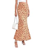 PRETTYGARDEN Women's Maxi Skirt 2026 Summer Flowy Polka Dot Floral High Waisted Mermaid Office Wo...
