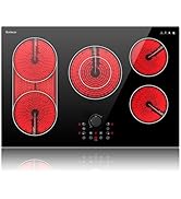 Karinear Electric Cooktop 30 Inch, Upgrade Sensor Touch 5 Burners Electric Stove Top, Built-in Ce...