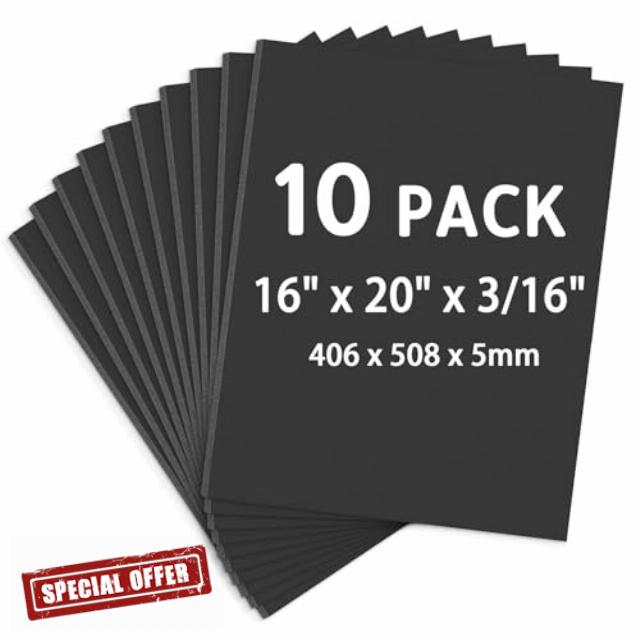 10 Pack Black Foam Boards 16" x 20"