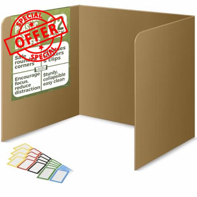 22-Pack Desk Dividers for Students - Durable & Waterproof Plastic Study Carrel Divider