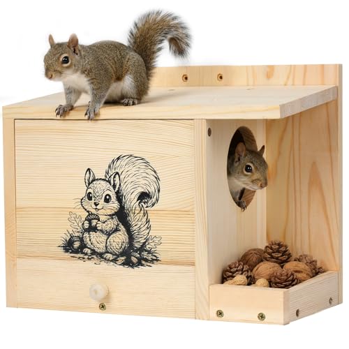 Waterproof Squirrel Nesting Box with Squirrel Feeder