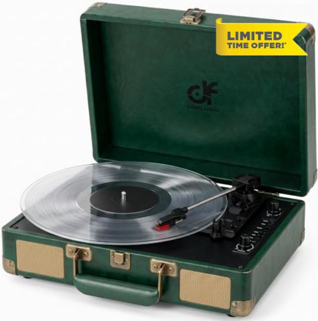 Vintage Portable Suitcase Vinyl Record Player with Built in Speakers