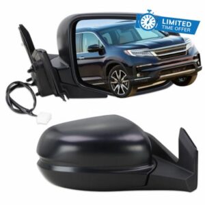 Right Passenger Side Mirror Compatible With 2016 2017 2018 2019 2020 2021 2022 Honda Pilot With Manual Folding Power Glass Matte Black Replace#76200TG7A01 (3Pins)