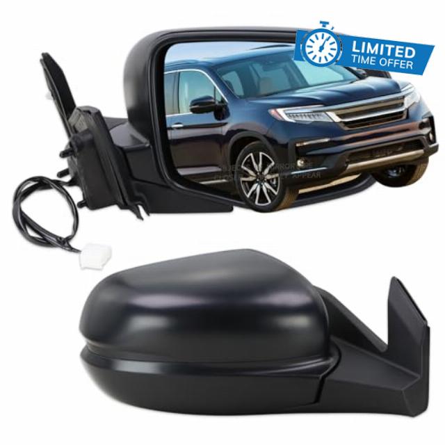 Right Passenger Side Mirror Compatible With 2016 2017 2018 2019 2020 2021 2022 Honda Pilot With Manual Folding Power Glass Matte Black Replace#76200TG7A01 (3Pins)