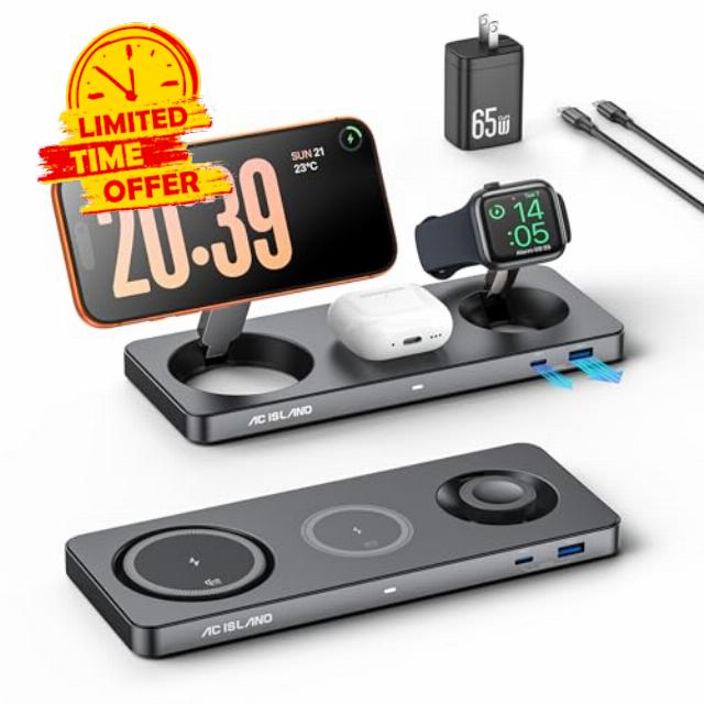 AC ISLAND 5-in-1 Qi2.2 Wireless Charger for MagSafe