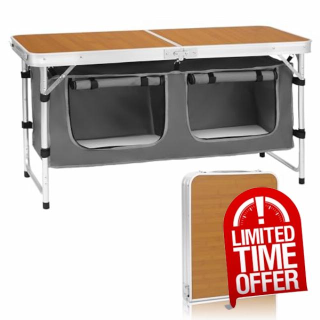 Camp Field Camping Folding Aluminum Table with Adjustable Legs for Outdoor Travel Beach