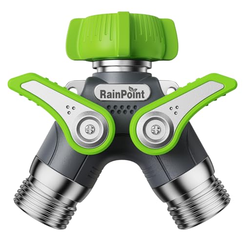 2 Way Heavy Duty Water Hose Y Spigot Splitter with Shutoff Valves