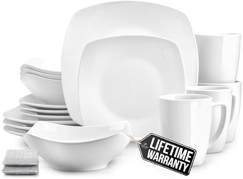 16 Piece Modern Porcelain Dish Set for 4