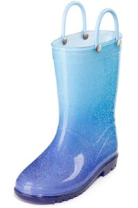 Puddle Play Kids' PVC Glitter Rain Boots with Easy-On Handles – Sparkly