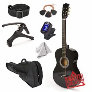 30" Left Handed Wood Guitar with Case and Accessories for Kids/Girls/Boys/Teens/Beginners (30"