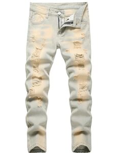Boy's Skinny Fit Ripped Destroyed Distressed Fashion Denim Jeans Pants