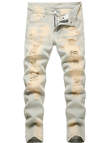 Boy's Skinny Fit Ripped Destroyed Distressed Fashion Denim Jeans Pants