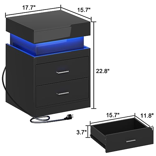 2-Drawers High Gloss Bedside Table