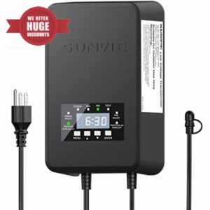 SUNVIE 120W Low Voltage Transformer Outdoor Landscape Lighting Transformer with Timer and Photocell Sensor Waterproof 120V to 12V/14V AC Low Voltage Landscape Transformer for Spotlight Pathway Lights