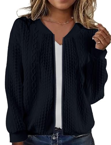WROLEM Zip Up Sweatshirts for Women Casual Outfits Cardigan Outerwear Trendy Winter Jackets Coa