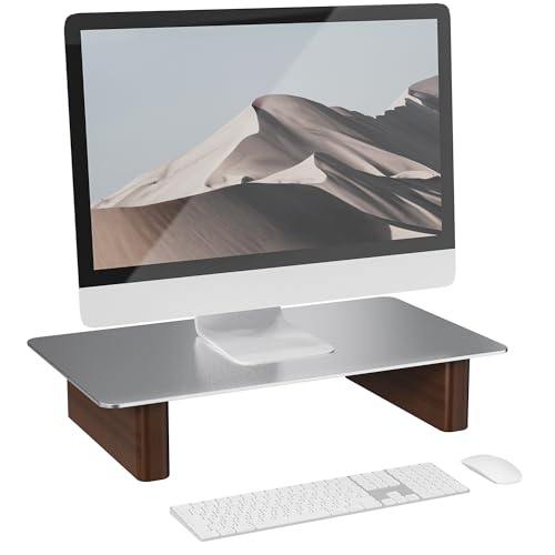 Ergonomic Desktop Shelf with Wooden Legs - 15.75” Wide Heavy Duty Computer Stand for Home Office