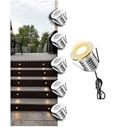 Low Voltage Deck Light 6-Pack, 1W 2700K 80 Lumens 12V Landscape Lighting, Recessed LED Outdoor St...