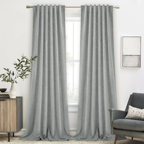 Black Out Linen Insulating Heat Light Blocking Curtains for Bedroom