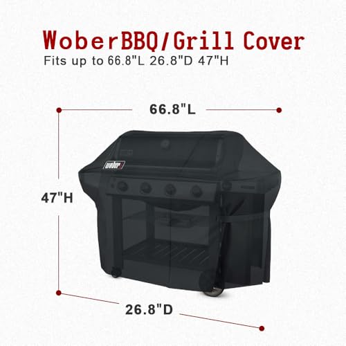 Heavy Duty Waterproof BBQ Cover with Storage Bag & Adjustable Straps