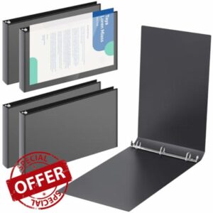 4 Pcs 11 x 17 Inches View Binders 1.5 Inch 3 Rings Heavy Duty View D Ring Binders Economy Holds 11" x 17" Paper for Artwork Blueprints