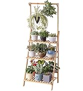 COPREE Bamboo 4 Tiers Plant Stands, Planter Pot Holder Shelf, Indoor Outdoor Flower Display Organ...