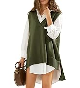 EXLURA Womens Oversized Sweater Vest Knit V Neck Tunic Casual Sleeveless Pullover Tank Tops 2024