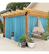 HolidayIdeas White Outdoor Sheer Curtains for Patio Waterproof-6 Panels Linen Semi Voile Indoor S...