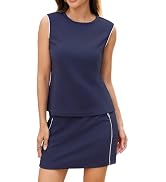Casly Lamiit Two Piece Sets for Women Summer Outfits Casual Crew Neck Sleeveless Top Short Tennis...