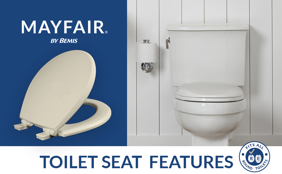 bemis mayfair toilet seat oval round slow close plastic wood easy clean american toilet seat white