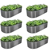 A ANLEOLIFE 6-Packs 4ft x 18” Tall Round Galvanized Raised Garden Beds Outdoor for Planting Veget...