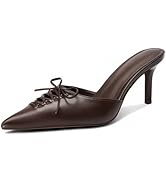 Dsevht Black Kitten Heels for Women Pointed Closed Toe Dressy Bow Heel Vintage Heeled Mules Sexy ...