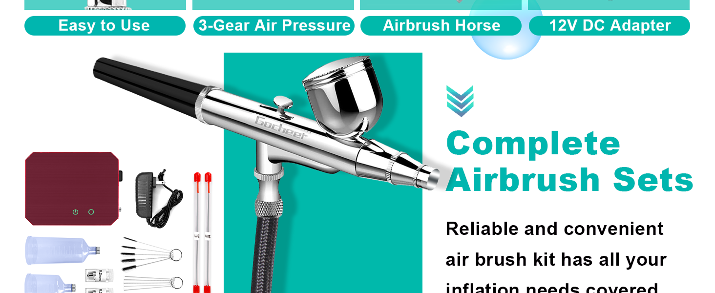 Airbrush Kit with Air Compressor, 40 PSI High Pressure Air Brush Non-Clogging