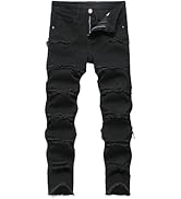 Anbreuinron Boy's Stacked Jeans Skinny Fit Ripped Destroyed Distressed Fashion Comfy Denim Jeans ...