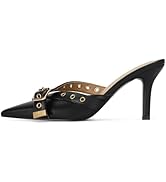 Dsevht Black Kitten Heels for Women Pointed Closed Toe Dressy Bow Heel Vintage Heeled Mules Sexy ...