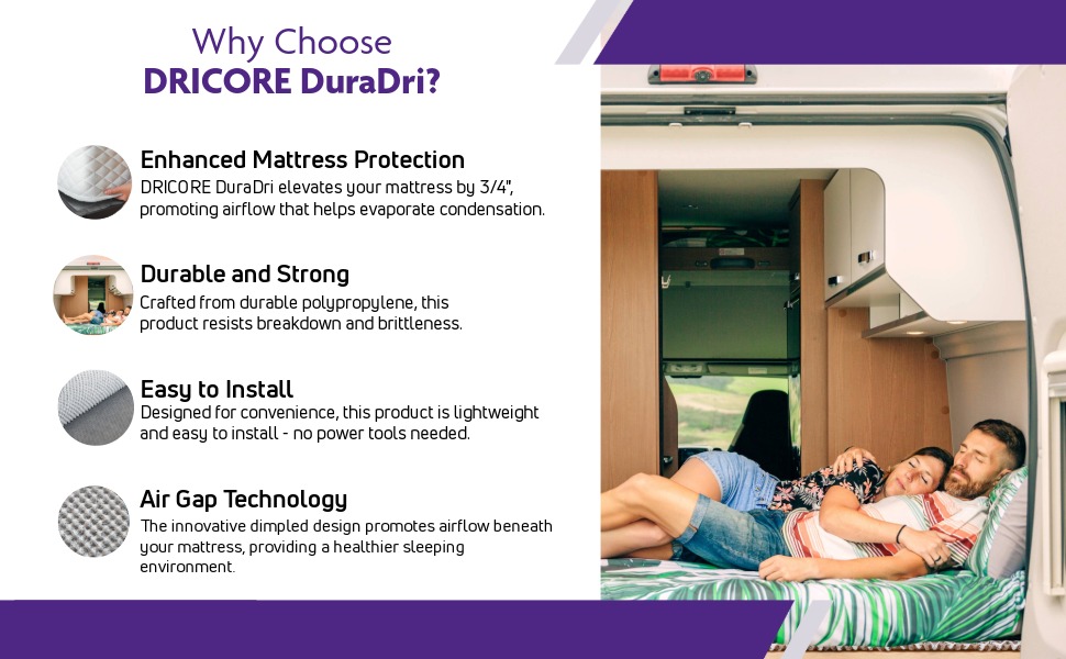 dricore duradri moisture-blocking mattress underlayment dry comfortable rv camper