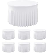HolidayIdeas White Spandex Table Covers for 6 Foot Table, Fitted Stretch Table Skirts 30x72 Inch,...