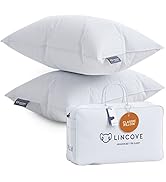 Lincove Canadian Down Feather Travel Pillow - Plush Luxury Pillows to Support Head, Neck, While S...