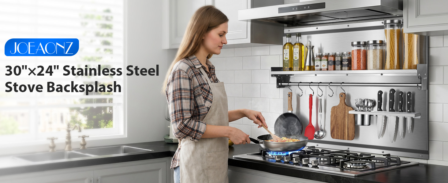 JOEAONZ Kitchen Backsplash above stove with shelf