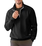 Dokotoo Men Men's Crewneck Sweatshirts Soild Color Geometric Texture Long Sleeve Casual Pullover ...