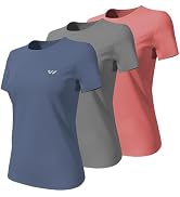 3-5 Pack Workout Shirts Women Running Quick Dry Crew Neck Gym Active T-Shirts Sun Protective Top ...