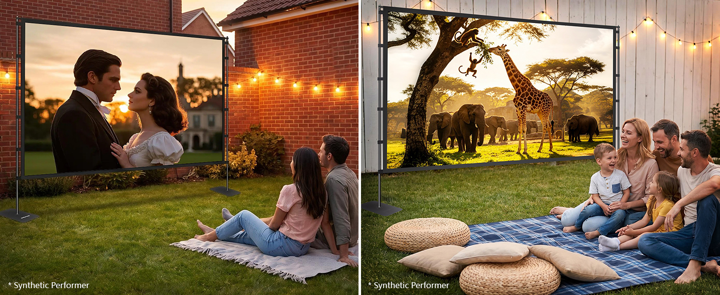PIOENIMAGE 120 inch Outdoor Projector Screen with Stand