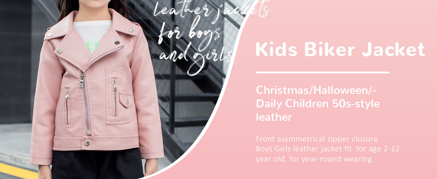 The girls leather jackets are suitable for Halloween or Christmas costume parties.