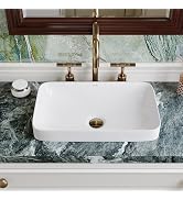 DeerValley Ally 19x15 Inch Matte Black Rectangular Vessel Sink, Above Counter Ceramic Bathroom Ba...